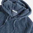 thumbnail image 5 of ZCFZJW Mens Cable Knit Striped Sweatshirts Casual Long Sleeve Drawstring Hooded Pullover Tops Loose Lightweight Regular Fit Baggy Hoodie Outwear Coat Blue M, 5 of 8