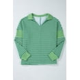 thumbnail image 4 of FOLUNSI Elegant V-Neck Green Stripe Knit Top - Versatile Casual Style, 4 of 8