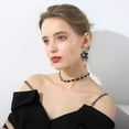 thumbnail image 3 of 5 Pairs 5 Colors Acrylic Flower Dangle Hoop Earrings with Rhinestone Tassel Light Gold Alloy Long Drop Earrings for Woman Mixed Color 72x27mm 1 Pair/color, 3 of 7