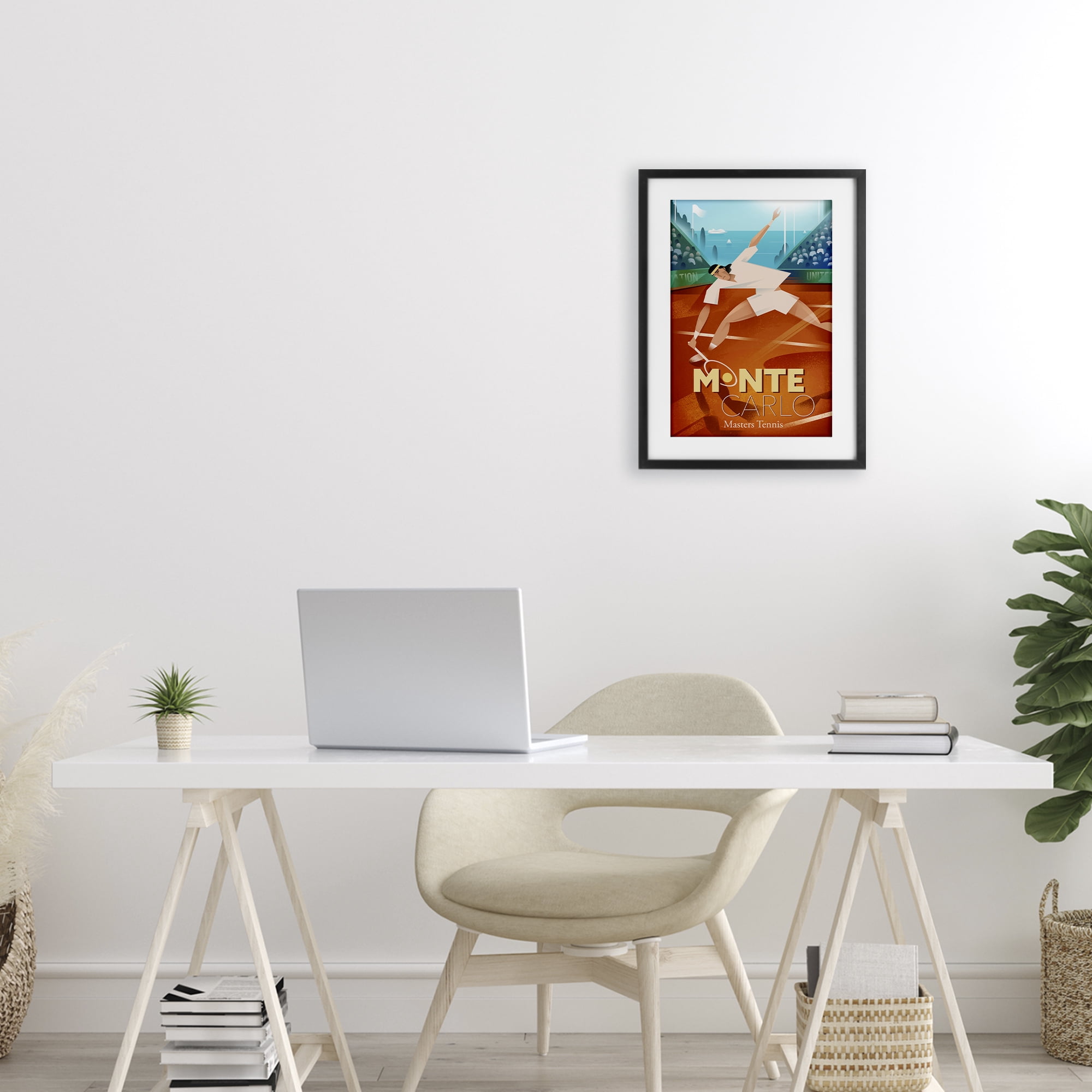 Stupell Industries Monte Carlo Masters Tennis Black Framed Print Under Glass, design by Martin Wickstrom