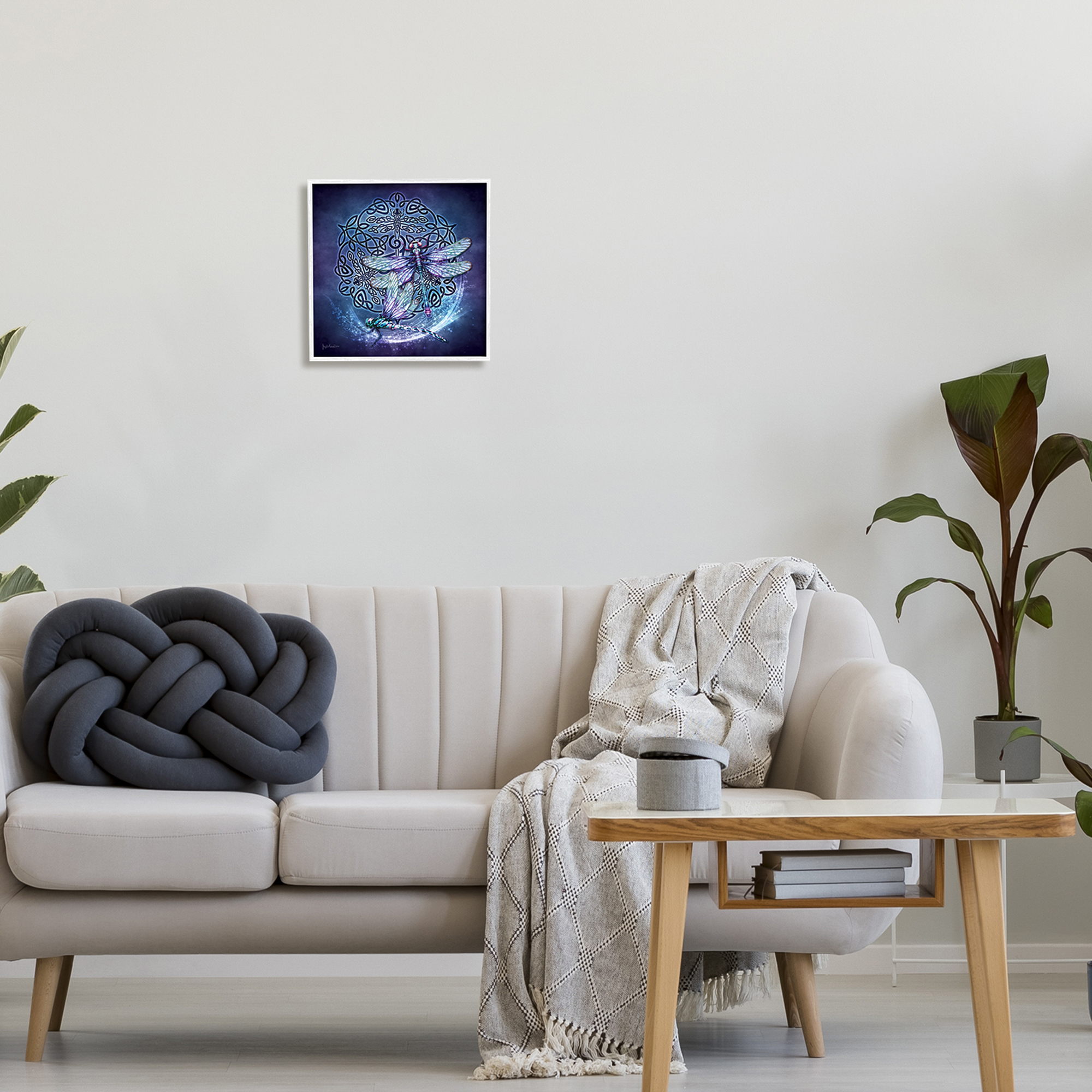 Stupell Industries Dragonfly & Celtic Knot Animals & Insects Painting White Framed Art Print Wall Art, 12 x 12