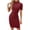 Wine, variant on Inleife Womens Summer Dresses Women's Casual Solid Color Round Neck Short Sleeved Pleated Waist Slimming Dress
