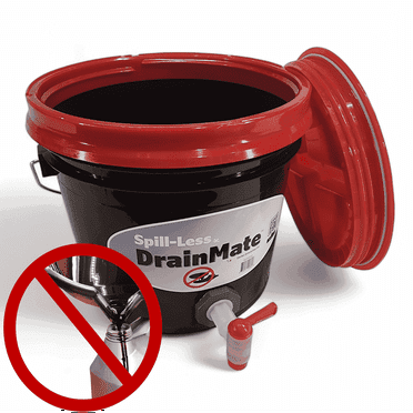 Spill-Less DrainMate™ 14 Quart Oil Drain Container / Oil Drain Pan, Sealed Lid for Easy Transport, On-Off Spigot for