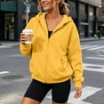 thumbnail image 2 of Stamzod Fall Fashion Clothing Zip Up Hoodie Women Drop Shoulder Long Sleeve Hooded Sweatshirt Casual Loose Hoodies Jackets Yellow-4 M, 2 of 9