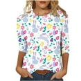 thumbnail image 2 of Hauts Décontractés pour Femmes Mode T-shirt Imprimé Jour de Pâques Manches 3/4 Blouse Col Rond Hauts Décontractés Hauts d'Été pour Femmes 2023 Liquidation en Liquidation, 2 of 5