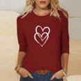 thumbnail image 2 of Plebaso Hauts Cœur pour Femmes Manches 3/4 Col Rond T-Shirts Décontractés Imprimé Chandail Femmes 2025 Tee Blouses, 2 of 4