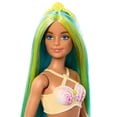thumbnail image 2 of Muñeca Barbie Sirena con pelo de fantasía bicolor azul y amarillo y accesorio para diadema, juguete con corpiño de concha y cola turquesa, 2 of 5