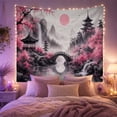 thumbnail image 2 of Japanese Anime Cherry Blossom Mountain & Bridge Scene Serene Watercolor Style for Anime Art Lovers, Asian Nature Decor Housewarming Gift Tapestry Wall Hanging for Living Room, Bedroom and Dorm, 2 of 7