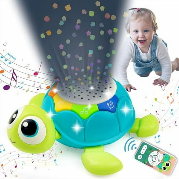 Baby Toys 6-12 Months,5 in 1 Musical Projector Turtle Crawling Toys Tummy Time Infant Baby Toys 0-3 3-6 7 8 9 12-18 Months 1 Year Old Boy Toys Girl Toys Birthday Gift