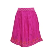 Mogul Women's Pink Skirt Flirty Rayon Embroidered Mini Skirts