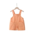 thumbnail image 3 of Girls Kids Short Overalls, Cotton Soft Summer Shortalls for Kids, Orange Adjustable Suspender Shorts for 12-18M 18-24M 2T 3T 4T,Size 0-1T, 3 of 5