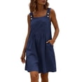 thumbnail image 2 of Odbmxy Square Neckline Women's Mini Dress Summer Cotton Tank Sundresses for Women Sleeveless Knee Length Tunic with Pockets, 2 of 6