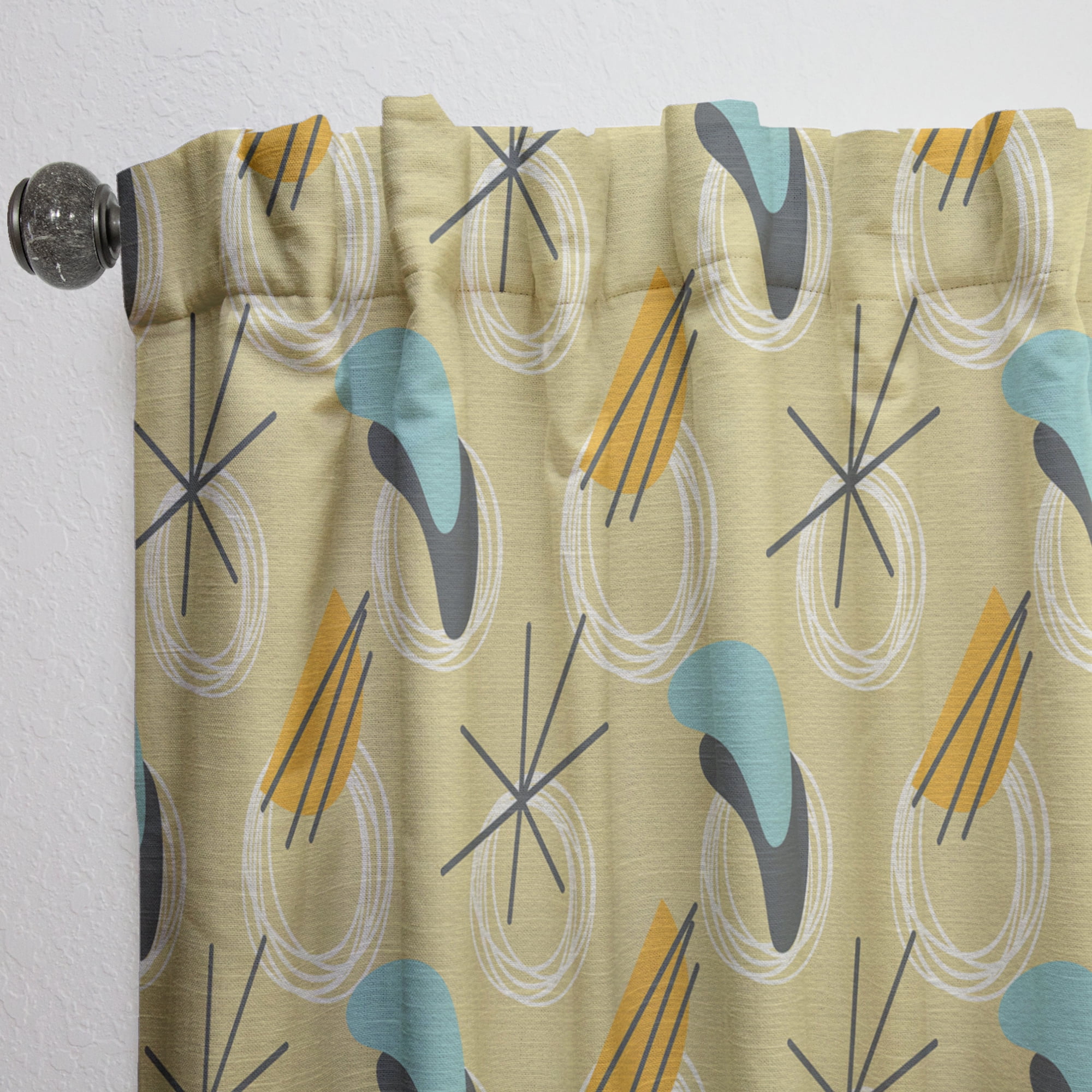 Designart 'Abstract Retro Design VI' Mid-Century Modern Curtain Panel