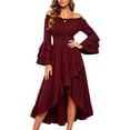 thumbnail image 3 of KICILVS Renaissance Dress Women Layered Flare Sleeve Off Shoulder Ruffle A Line Dress Goth Party Cosplay Halloween Witch Costume, 3 of 4