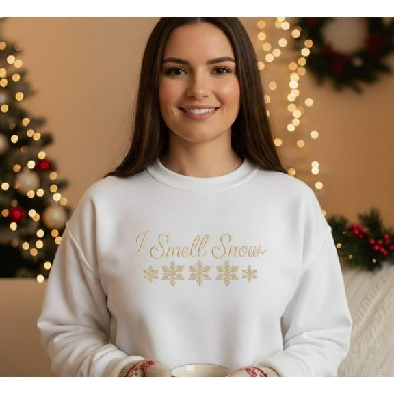 I Smell Snow Embroidered Sweatshirt, Gilmore Girls Inspired Sweater, Lorelai Rory Holiday Crewneck, Stars Hollow Christmas Gift