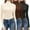 Black/Beige/Brown, variant on Women 3 Pack Turtleneck Shirts Ribbed Thermal Underwear Tops Lightweight Long Sleeve Layer Tees Basic Pullover Blouse