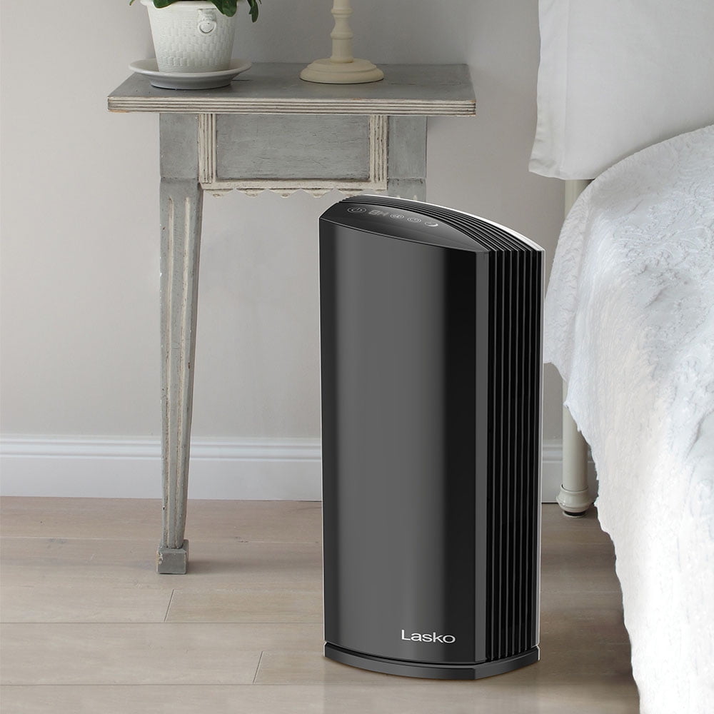 Lasko 4 Speed Tower Air Purifier with HEPA Filter and DreamMode, Black, LP450