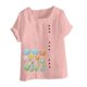 thumbnail image 4 of Túnica de Manga Corta Tops para las Mujeres Océano Pescado Impreso Blusa, Ropa Casual Ver Botón Arriba Camiseta, 4 of 4