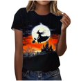 thumbnail image 2 of Qzwdhjm Plus Size Halloween Shirts for Women Short Sleeve Spooky Season Tshirts Crewneck Plus Size Witch Graphic Tees for Fall Party, 2 of 6