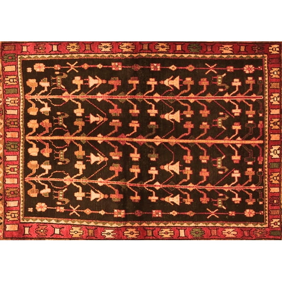 Ahgly Company Indoor Rectangle Persian Orange Traditional Area Rugs, 2' x 5'