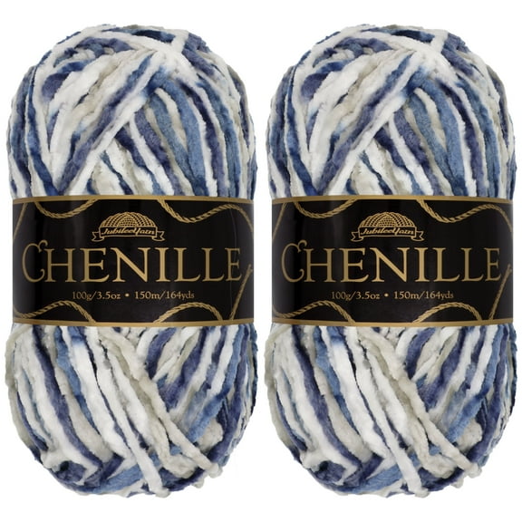 JubileeYarn Chenille Yarn - Worsted Polyester - 100g/Skein - Sierra de la Plata - 2 Skeins
