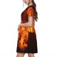 thumbnail image 2 of Easygdp Fiery Orange Flames Energy para Vestido Transpirable de Mujer, Vestido Suelto de Manga Corta con Pliegues y Bolsillos para el Verano, 2 of 6