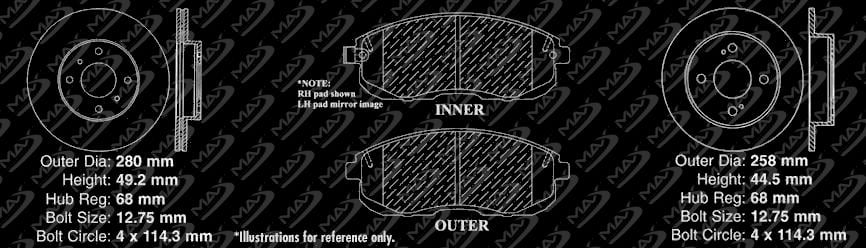 2003 Fits Nissan Sentra See Desc. OE Replacement Rotors Ceramic Pads F