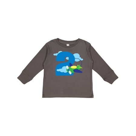 

Inktastic 2nd Birthday Airplane Pilot Gift Toddler Boy Girl Long Sleeve T-Shirt