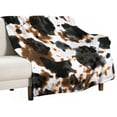 thumbnail image 6 of Cow Print Blanket Cozy Soft Lightweight Gifts Blanket for Kids Adults, Animal Skin Plush Flannel Throw Blanket for Sofa Couch Bed Decor Black Brown W60 xL80, 6 of 6