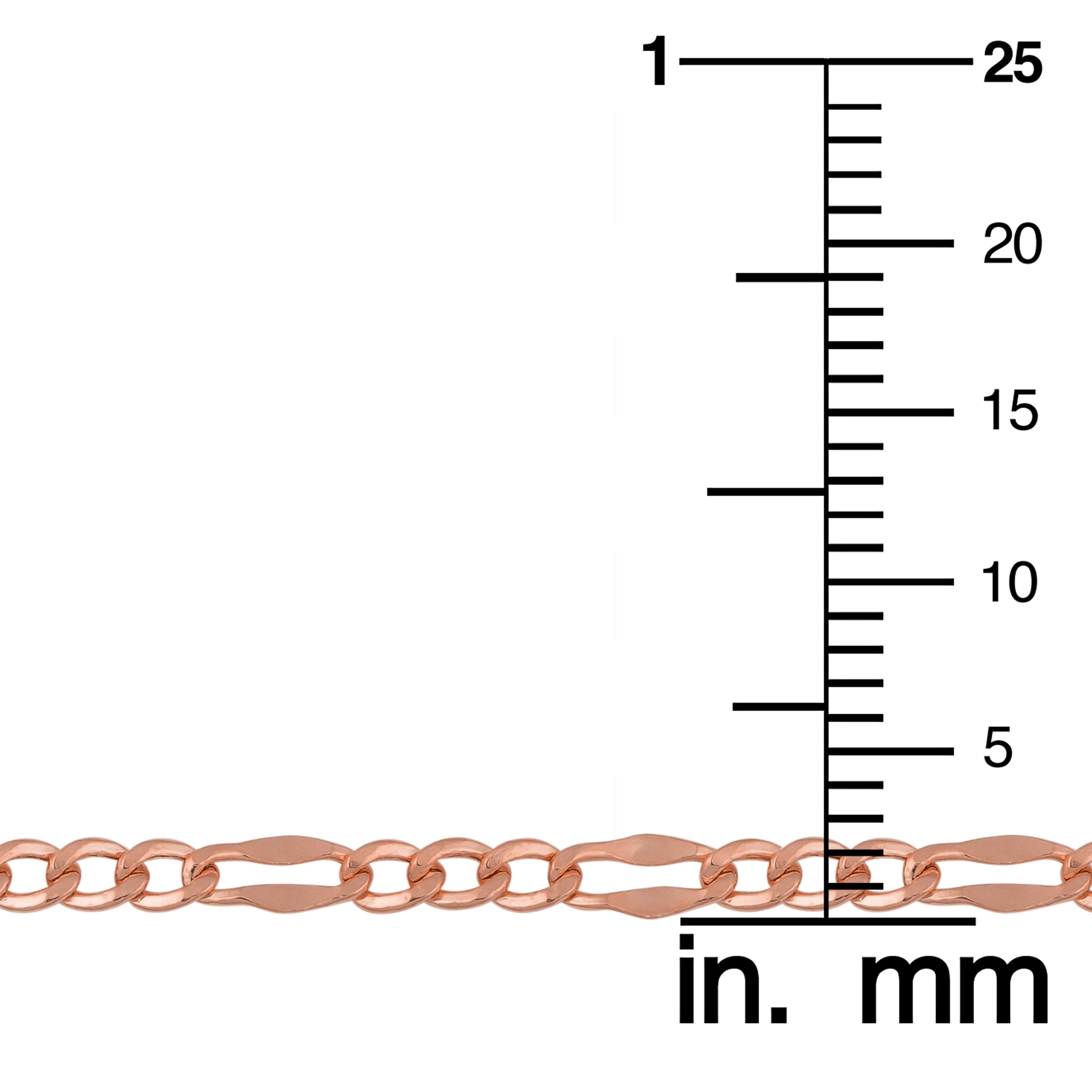 KoolJewelry 14k Rose Gold Figaro Link Chain Anklet (2.3 mm, 10 inch)