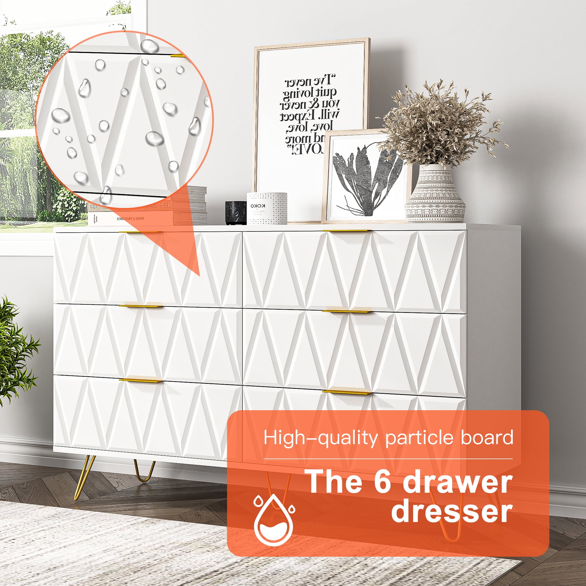 Kadyn Chest of Drawers, 6 Drawer Dresser for Bedroom, White Nursery Dresser Kadyn Chest of Drawers, 6 Drawer Dresser for Bedroom, White Nursery Dresser