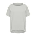 thumbnail image 4 of Yuwull Summer Tops Going Out Tops Fashion Women Summer Solid Top Round-Neck Short Sleeve Side Slit Casual T-Shirt Blouse Womens Tops Dressy Casual On ClearanceXXXL(3XL), 4 of 8
