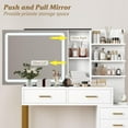 thumbnail image 3 of Vanity Desk, Makeup Vanity Desk with Mirror and LED Light-3 Lighting Modes, Charging Station, 5 Large Drawers and 3 Tiers of Open Shelves for Bedroom, 3 of 7