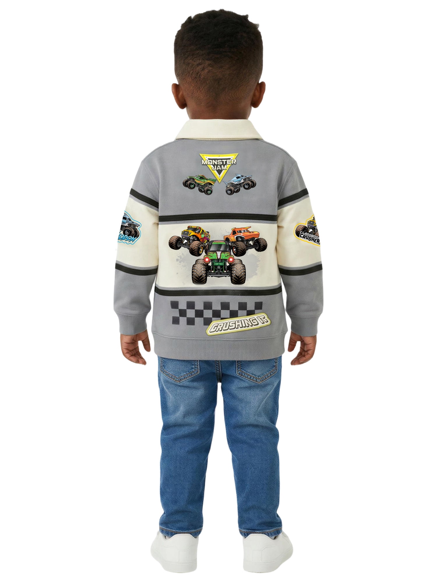 Monster Jam Toddler Boy Long Sleeve Rugby Shirt, Sizes 12M-5T