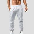 thumbnail image 2 of Men’s Pants Cotton Linen Blend, Elastic Waist Relaxed Fit Lounge Pants for Men, Lightweight Casual Trousers for Summer, Travel, Beach or Sleepwear Style S-5XL, Black, 2 of 5