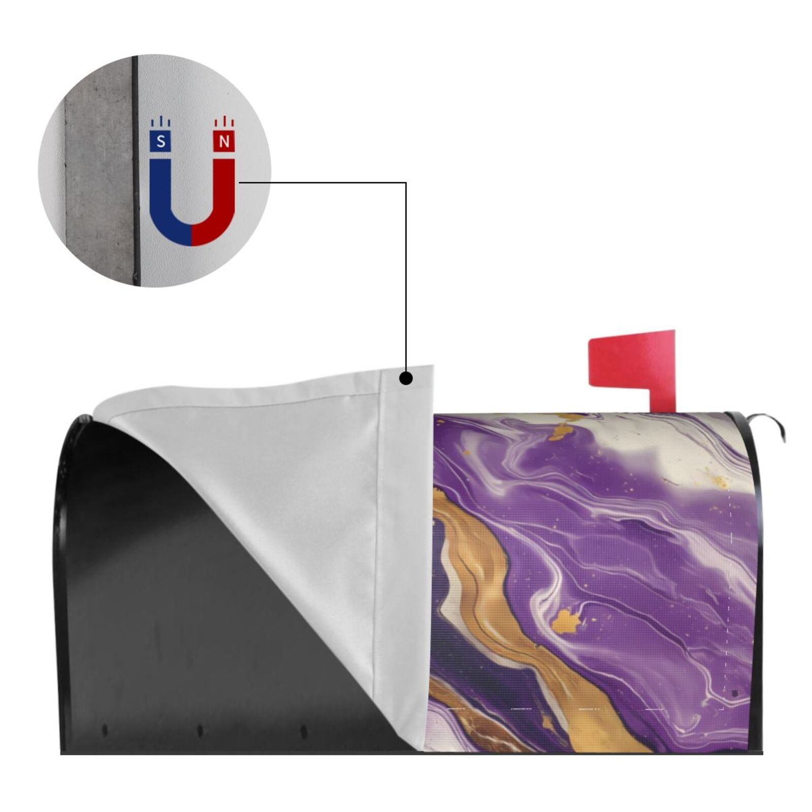 Naloa Purple Gold Marble Swirls Mailbox Covers Magnetic Post Box Cover Post Letter Box Cover Garden Decor-21x18 in