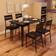 thumbnail image 6 of 5-Piece Dining Table Set for 4, Small Square Table with 4 Upholstered Chairs, Space-Saving Dinette Set for Apartment, Kitchen, or Home Office, 6 of 9