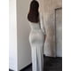 thumbnail image 4 of Vestido ajustado elegante de verano de manga larga y cuello redondo para mujer, 4 of 5