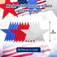thumbnail image 2 of 80 Pieces Glitter Star Cutouts Paper Star Confetti Cutouts for Bulletin Board Classroom Wall Party Decoration Supply, 6 Inches Length (Red, Blue, Silver), 2 of 5