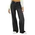 thumbnail image 1 of Gibobby Jeans dama cintura alta Pantalones vintage para mujer Moda casual Pierna recta Pantalones vaqueros de pierna ancha Pantalones sueltos(Negro,XL), 1 of 3