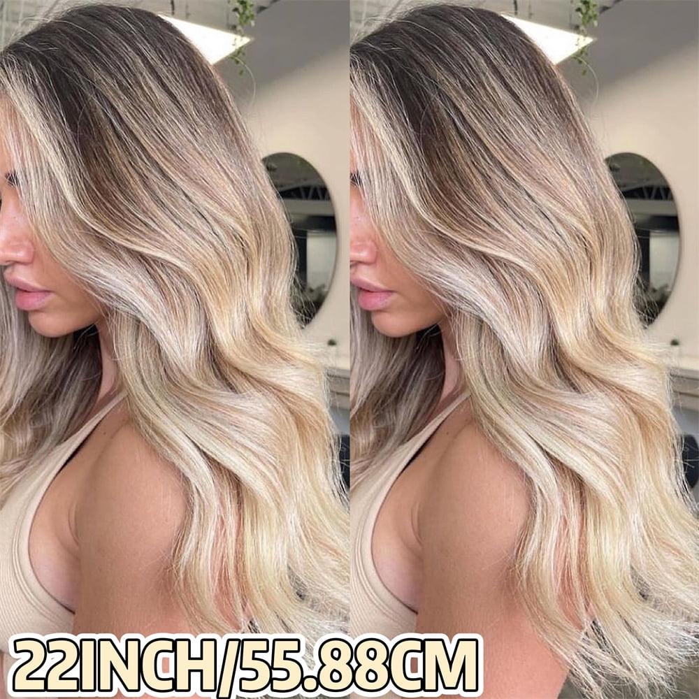 Elegant Ash Blonde Ombre Hightlight Body Wave Remy Human Hair Wig 13x4 Balayage HD Transparent Lace Front Wigs Human Hair Pre Bleached Pre Plucked Lace Frontal Human Hair Wig With Natural Hairline