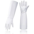 thumbnail image 1 of Guantes de jardinería de cuero de manga larga, guante de cuero transpirable resistente a pinchazos, guantes de jardín de poda floral rosa para mujeres y hombres - Blanco-Blanco- brillar Electrónica, 1 of 5
