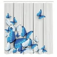 thumbnail image 3 of Ambesonne Blue Shower Curtain, Insect Wooden Timber, 69"Wx70"L, Grey White Blue, 3 of 5