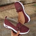 thumbnail image 2 of Women's Woven Slip On Sneakers Non Slip Knit Orthopedic Shoes Breathable Low Top Wide Width Walking Loafers Red Size 9, 2 of 6