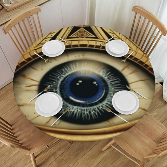 Round Fitted Tablecloth with Elastic Edge