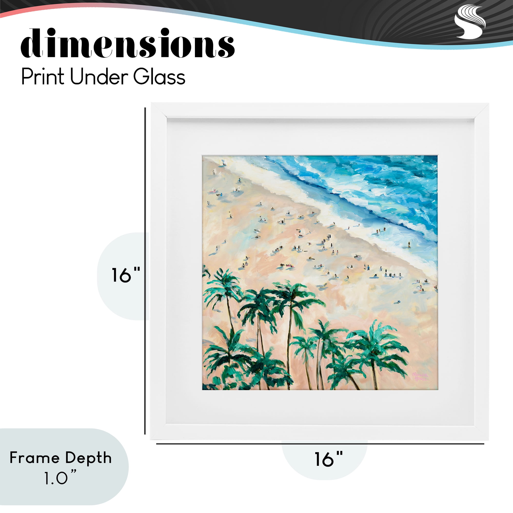 Stupell Industries Waikiki Beach Overview White Framed Print Under Glass, design by Meredith Howse