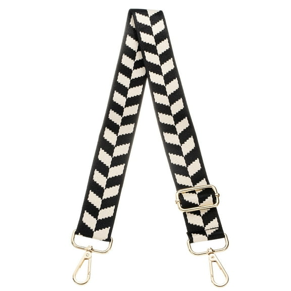 Uxcell Purse Straps Replacement Crossbody, 51 Inch Wide Shoulder Bag Strap Adjustable Canvas Straps for Handbag Wallet Clutch Crossbody Bags, Black Beige