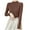 Coffee, variant on Alkepwun Women's Fall Winter Fashion Casual Semi High Neck Solid Color Loose Base Knitted Round Neck Sweater Top