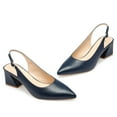 thumbnail image 5 of Zhabtuc Fashion Pointed Toe Slingback Heels Block Wedge Shoes Prom Party Shoes Navy Blue Size 7, 5 of 7
