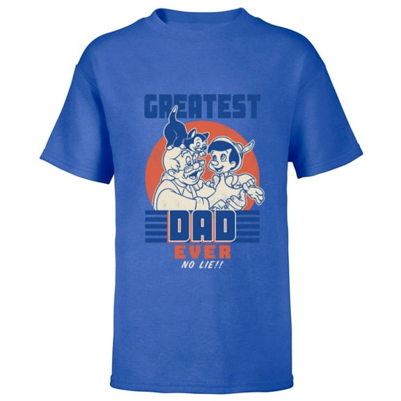 Disney Pinocchio and Geppetto Greatest Dad Ever No Lie - Short Sleeve T-Shirt for Kids - Customized-Royal